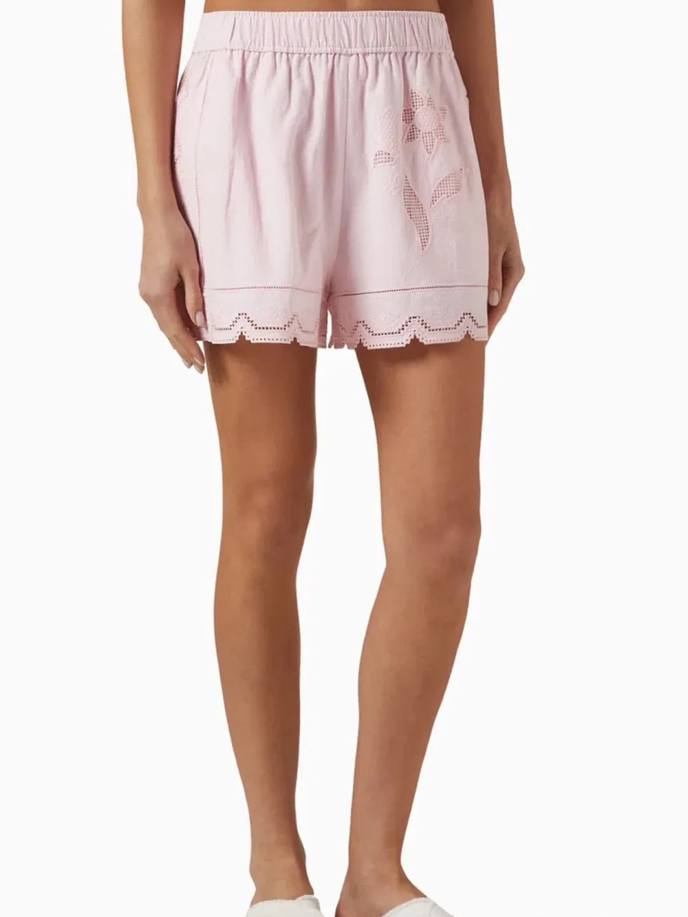 Oroton Pale Pink Embroidered High Waist Women’s Shorts